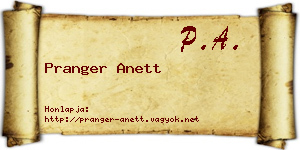 Pranger Anett névjegykártya