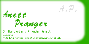 anett pranger business card